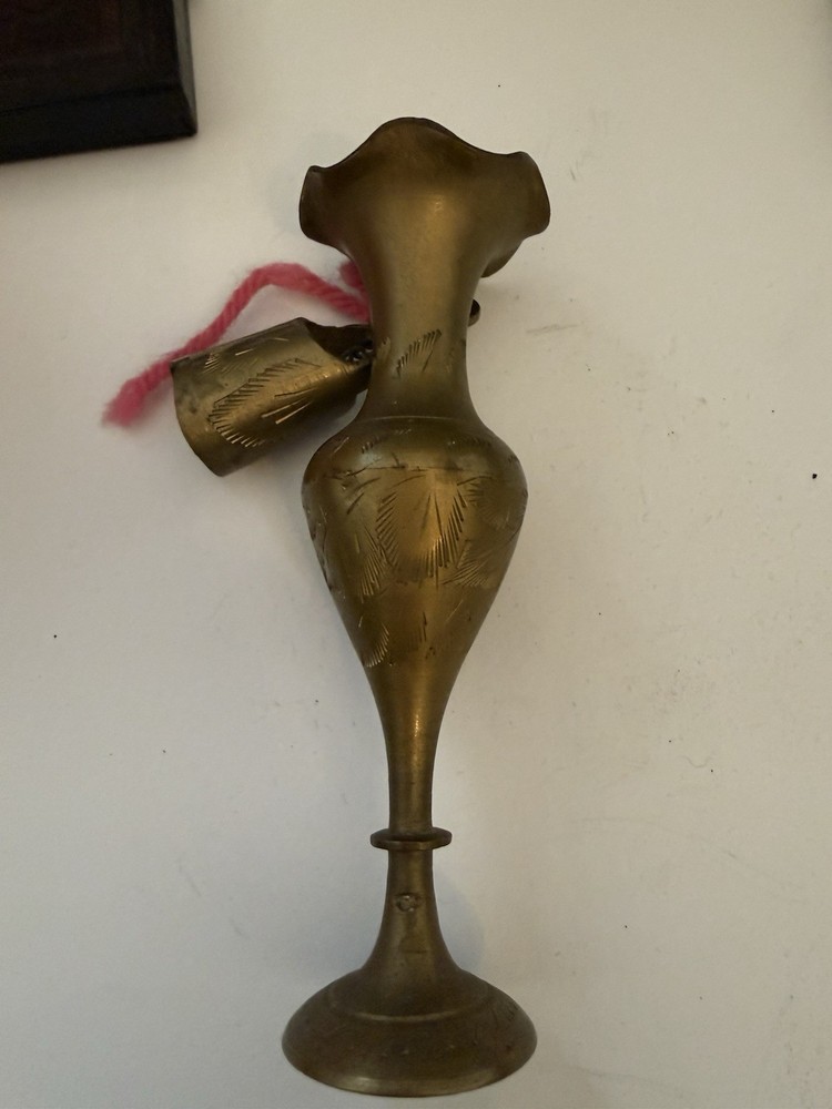 Brass Etched Vase 5”