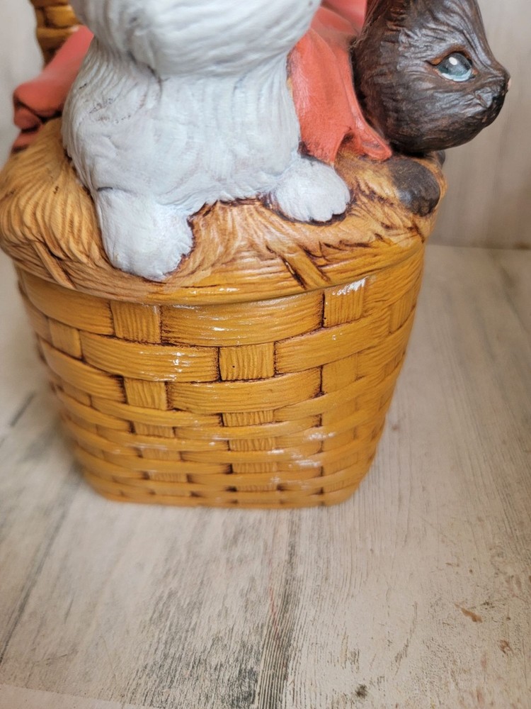Vintage ceramic Easter Bunny basket unique rabbits spring home decor