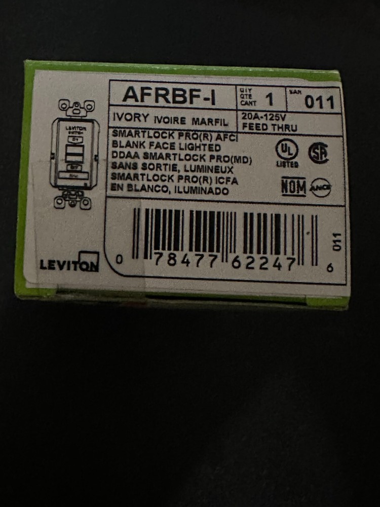 LEVITON AFRBF-I SMARTLOCK PRO AFCI BLANK FACE LIGHTED