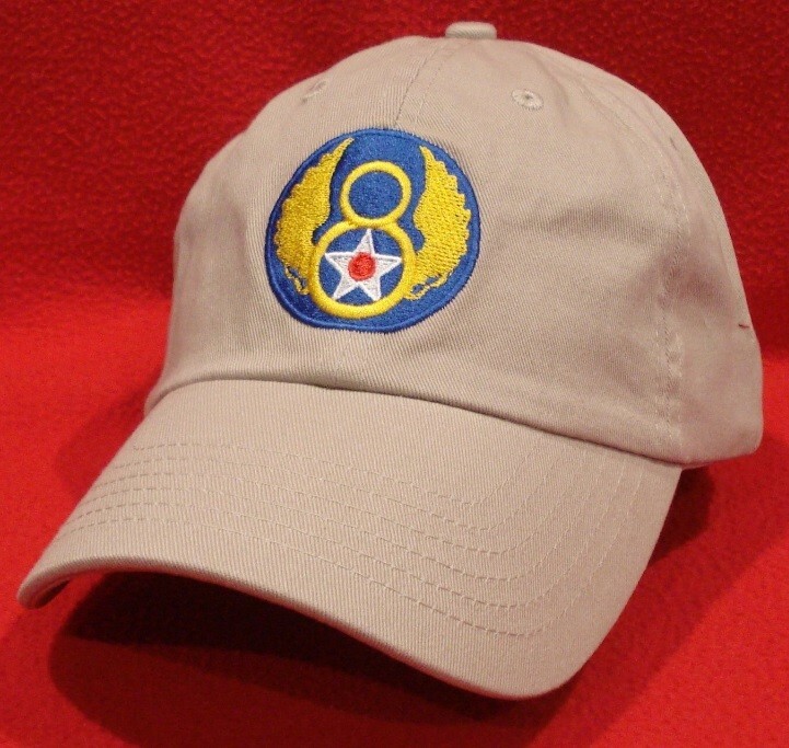 WWII Mighty Eighth 8th Air Force emblem Aviator Ball Cap, Khaki low-profile hat