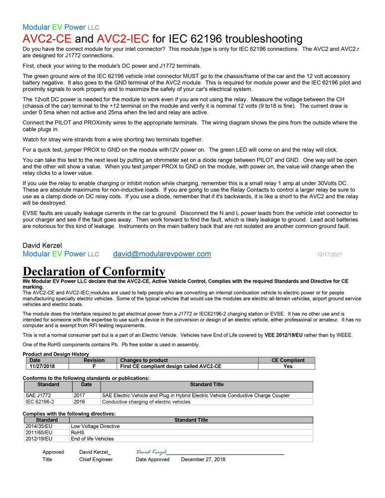 IEC 62196 Active Vehicle Control Board, AVC2-CE