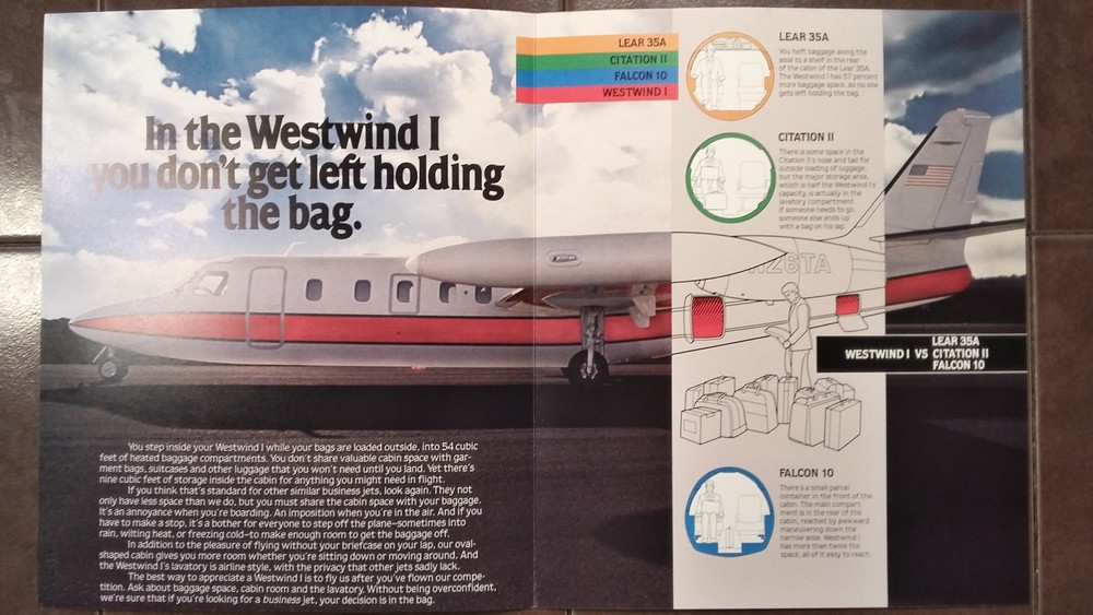 3 Atlantic Aviation Westwind 1 vs Lear 35A, Citation II & Falcon 10 Brochures