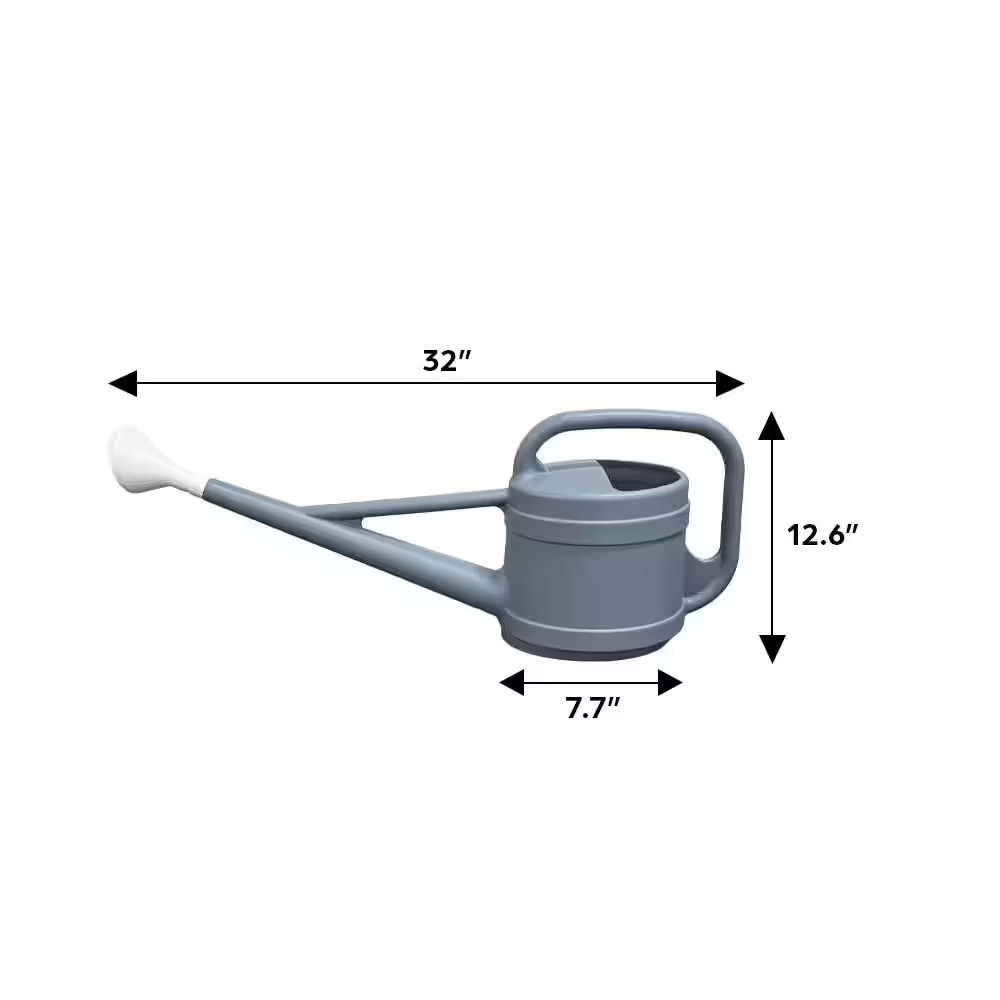 Long Neck 2-Gallon Dusty Blue Plastic Watering Can