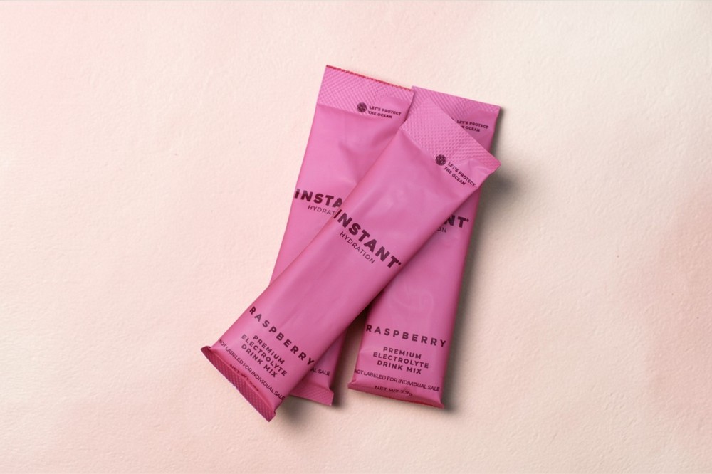 Instant Hydration Electrolytes Powder ~ 3 Single Serving Packs ~ Raspberry