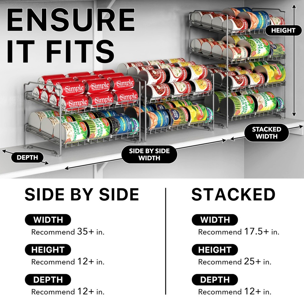 2 Tier Stackable Can Rack, Silver, 2 Pack