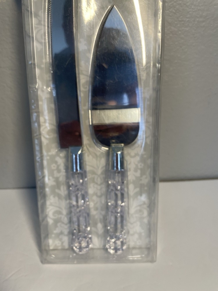 Cake Server & Knife Set, Stainless Steel, Acrylic Handle Wedding New