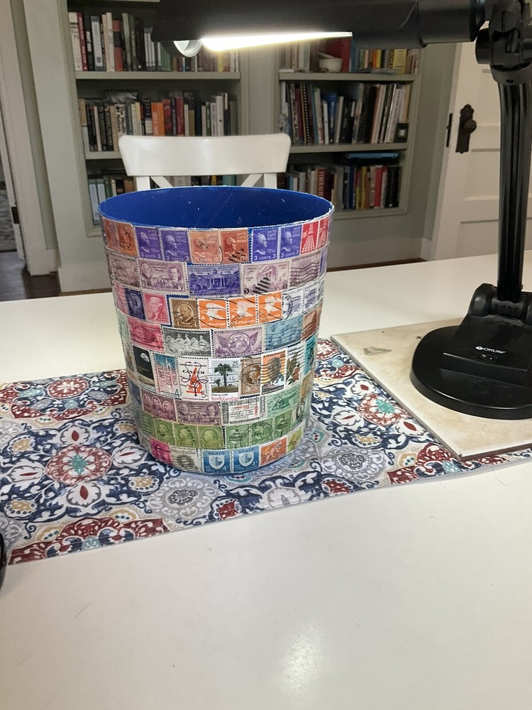 Philatelic Art Waste Basket