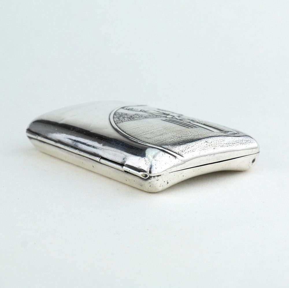 Rare Edwardian Novelty Solid Sterling Silver Cigarette Case Cricket. 1910.