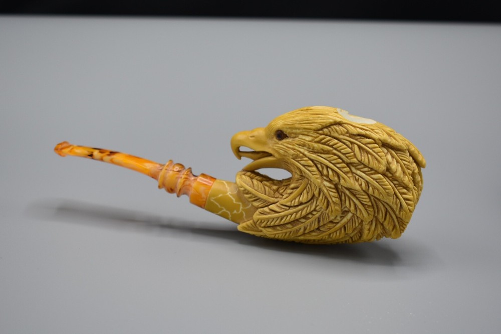 Bold Eagle Figure pipe Handmade Block Meerschaum-NEW W CASE#52