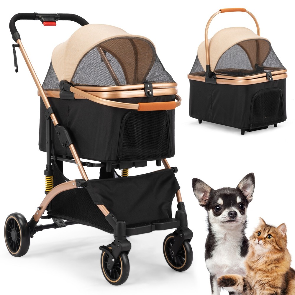 COZIWOW Pet Stroller Folding Stroller with Cup Holder, Storage Basket,4 wheels