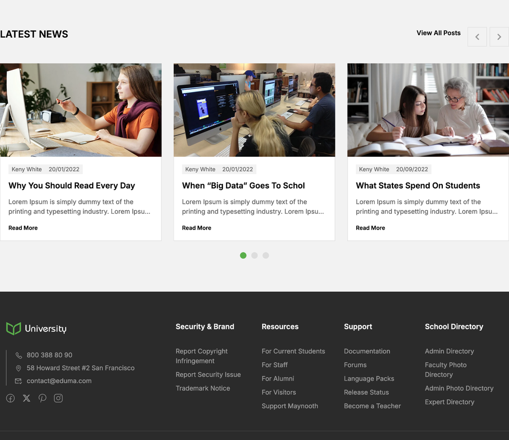 University Website Design with Free VPS Web Hosting and Installation