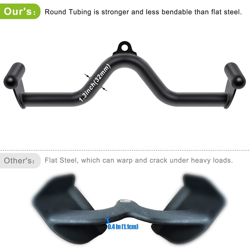 20" LAT Pull Down Bars Cable Machine Attachment, Rowing T-bar V-bar Set, Back...