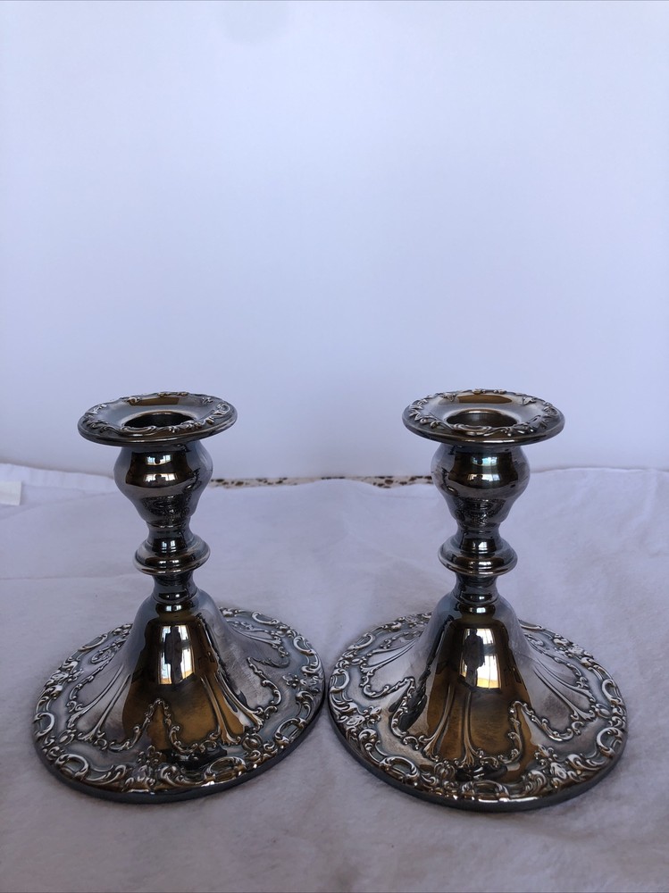 vintage gorham  Plated candle sticks set 2 YC3004