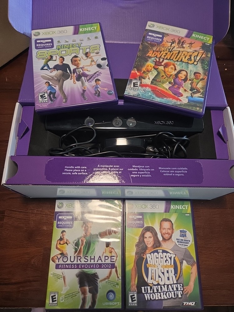 Xbox 360 Kinect Sensor Camera Bundle With 4 Kinect Games- All CIB