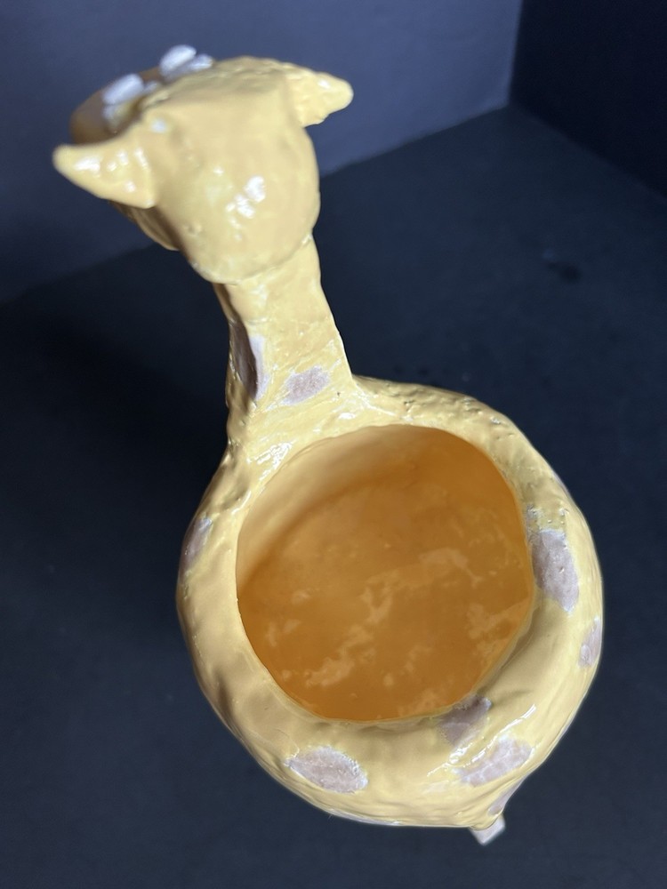Handcrafted Pottery Yellow Giraffe Planter/Candle Holder