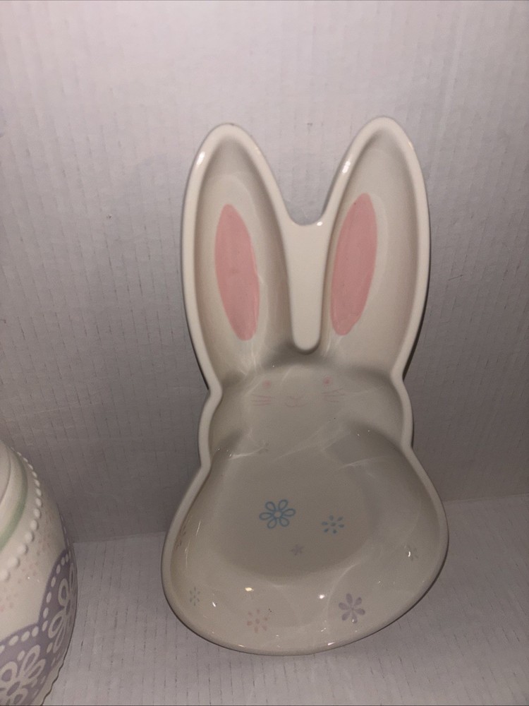 ONEIDA/LENOX Easter Stoneware Bunny Platter/Dish And Cookie Jar