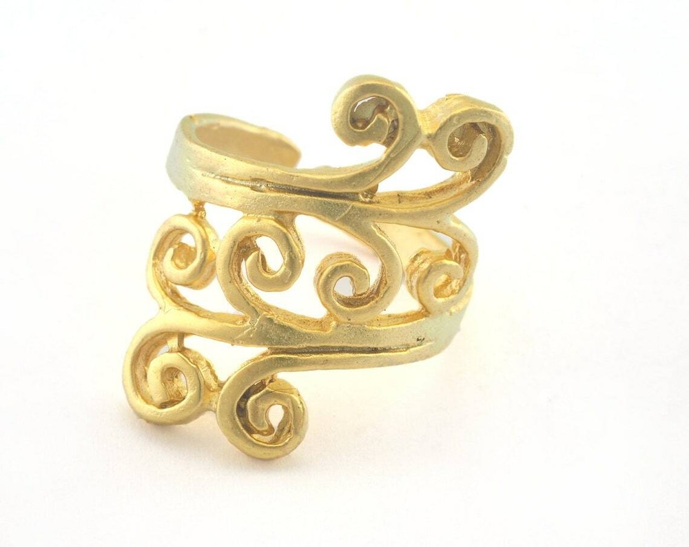 Adjustable Ring Matte Gold Plated brass (17.5mm 7US inner size) 3338