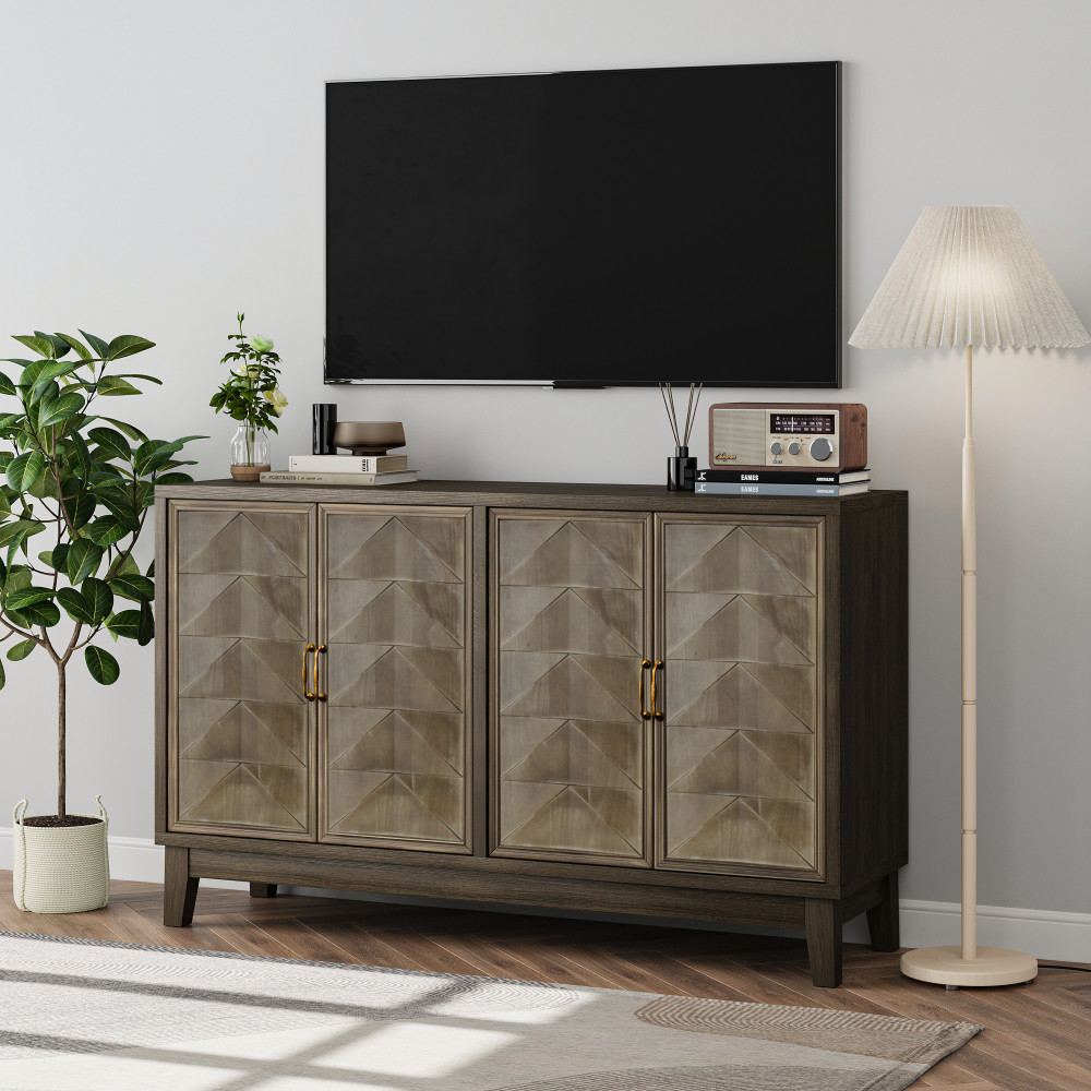Buffet Cabinet Sideboard Buffet Cabinet with Diamond-shaped relief Doors - New