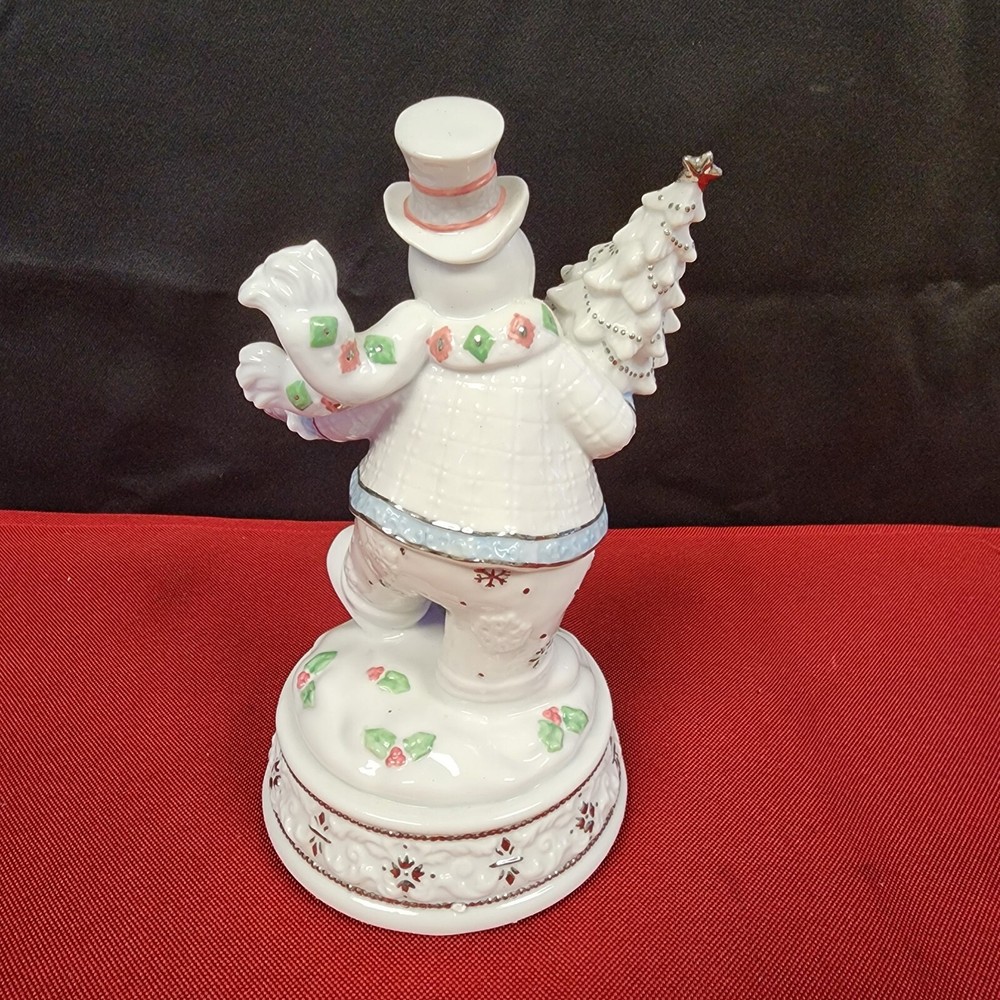 Musical Porcelain White Snowman