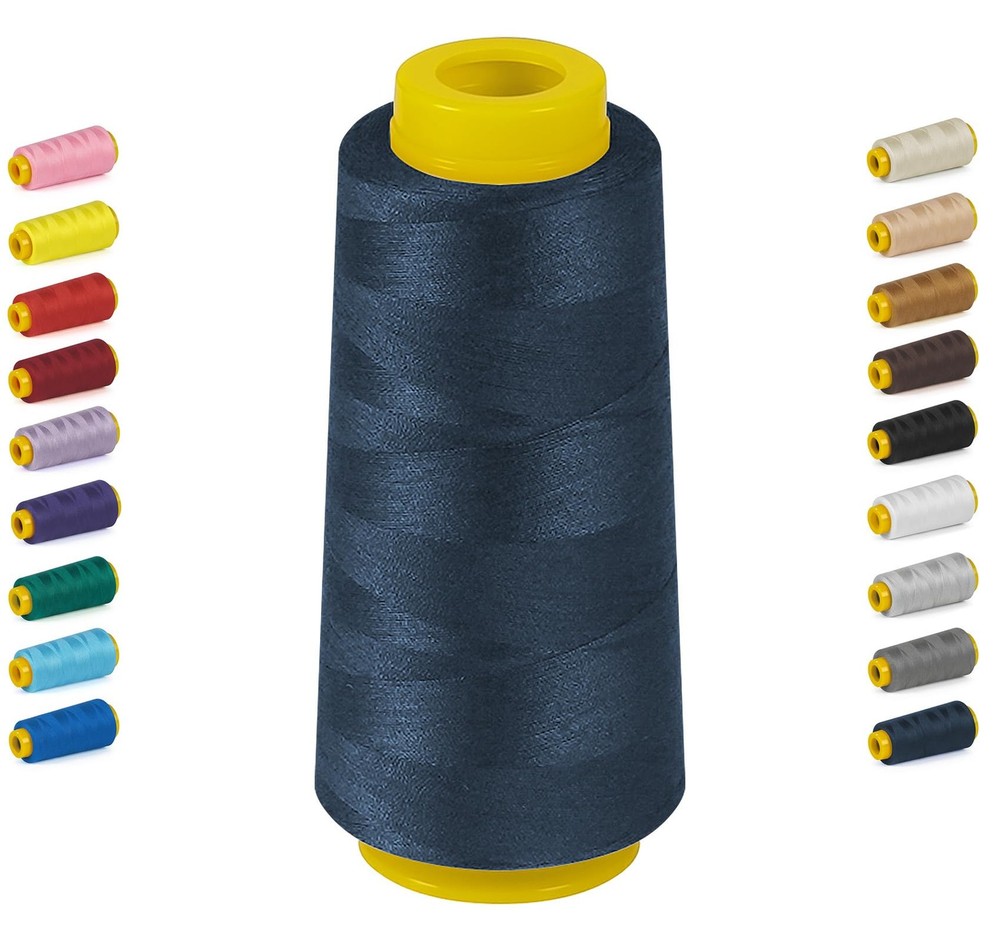 1800 Yards Navy Blue Thread All Purpose Polyester Cones 40s/2 Serger Sewing