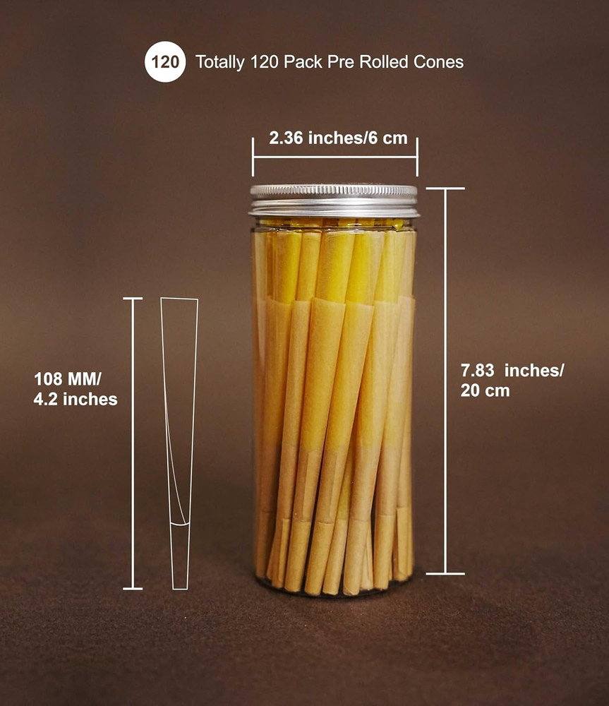 King Size Rolling Papers | Pre Rolled Cones | 120 Pack | Slow Burning...