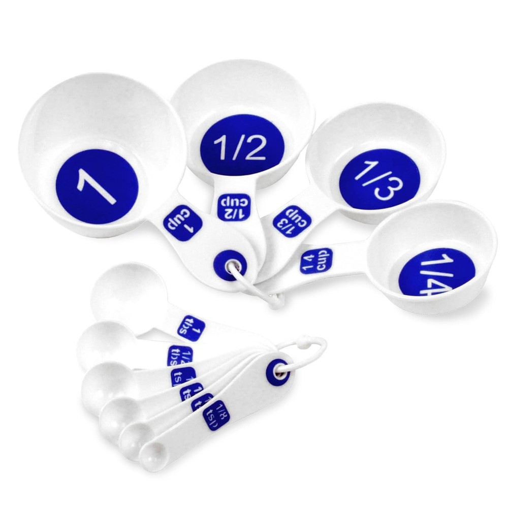 Chef Craft Easy to Read Plastic Measuring Cup Set, 10 Piece, white