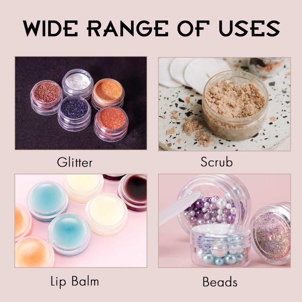 50 Count 3 Gram Sample Containers, Clear Lip Balm Containers with Lids, Small...