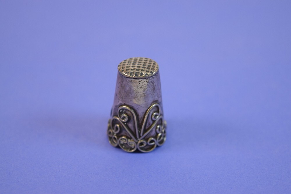 Vintage Ornate 925 Mexico Silver Thimble