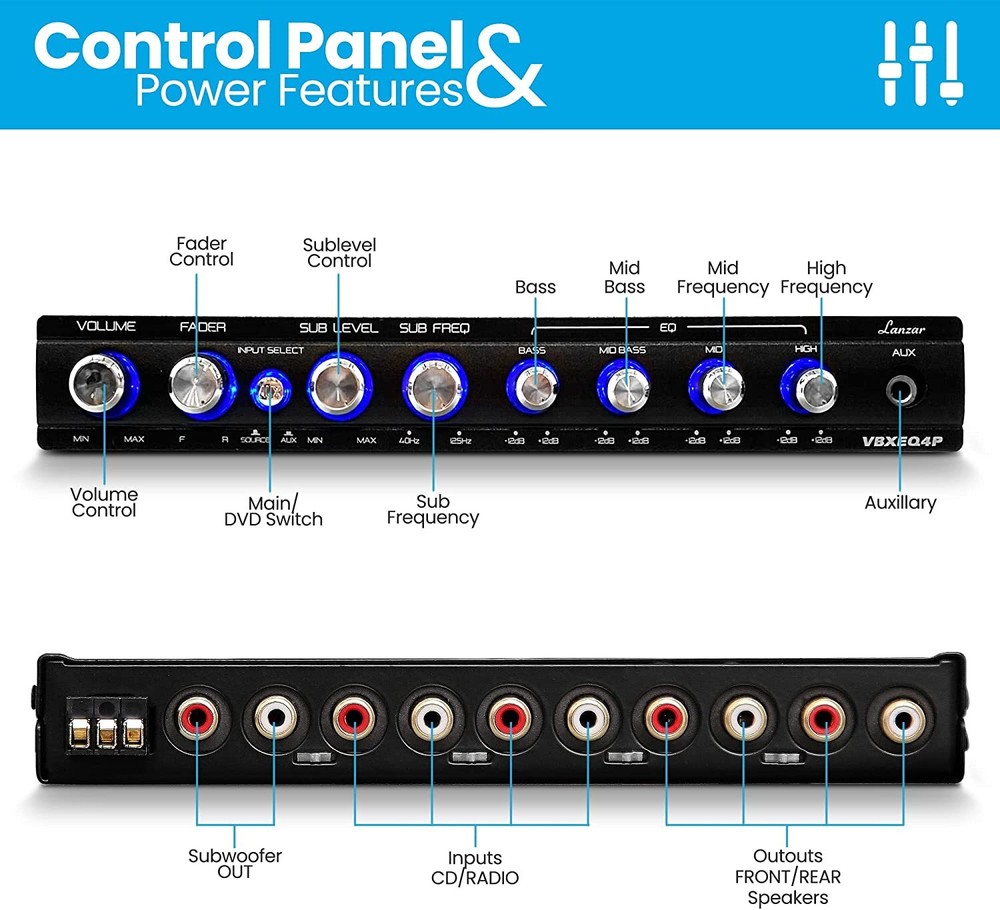 Lanzar VBXEQ4P 4 Band Adjustable Parametric Equalizer
