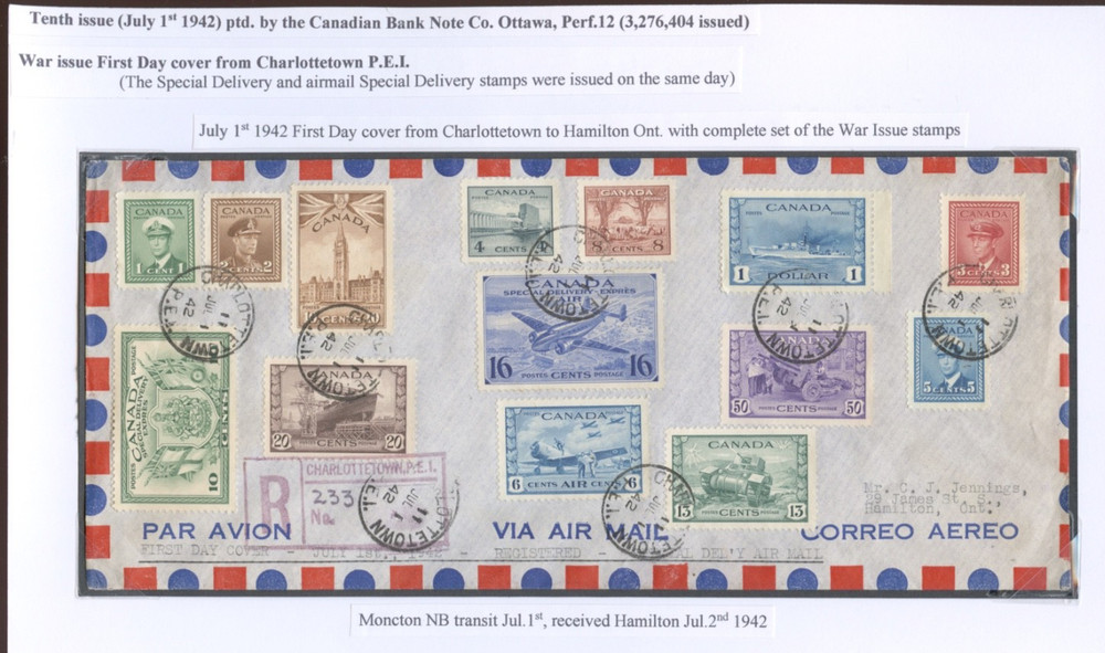 🍁 War Issue FDC Everything 1942 to $1.00 cover Canada