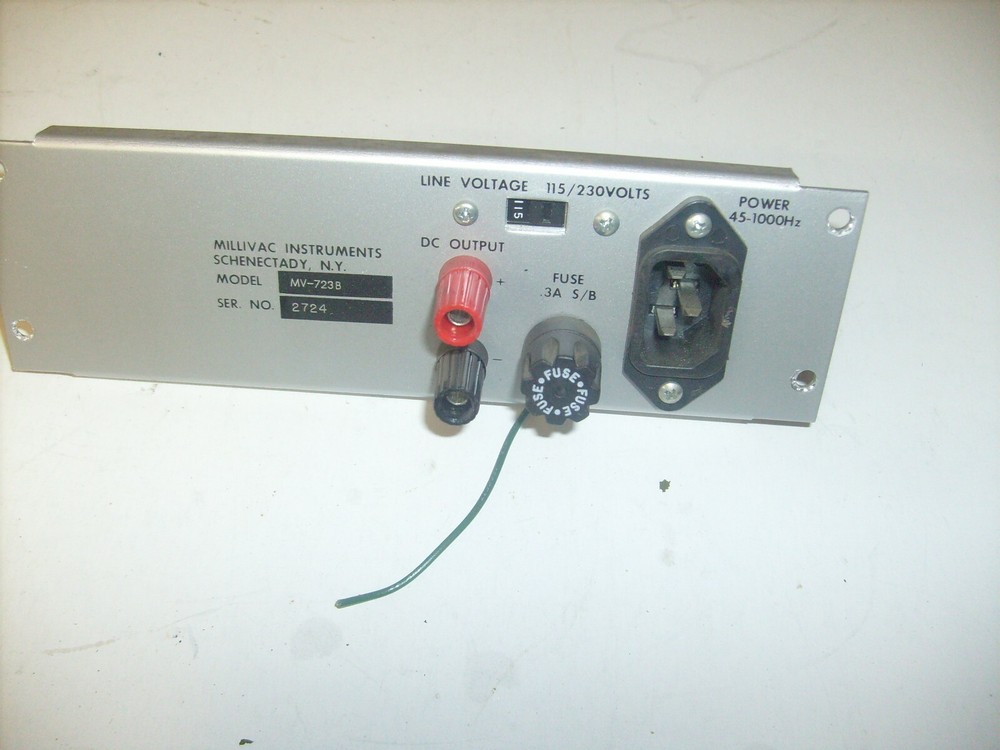 Millivac RF Millivoltmeter MV-723B Back panel with fuse