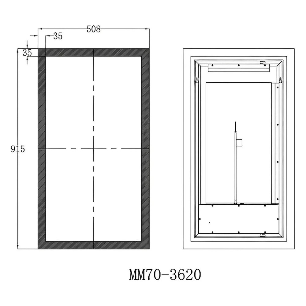 SYLVA LED LIGHTED BATHROOM VANITY SQUARE MIRROR - 36 x 20