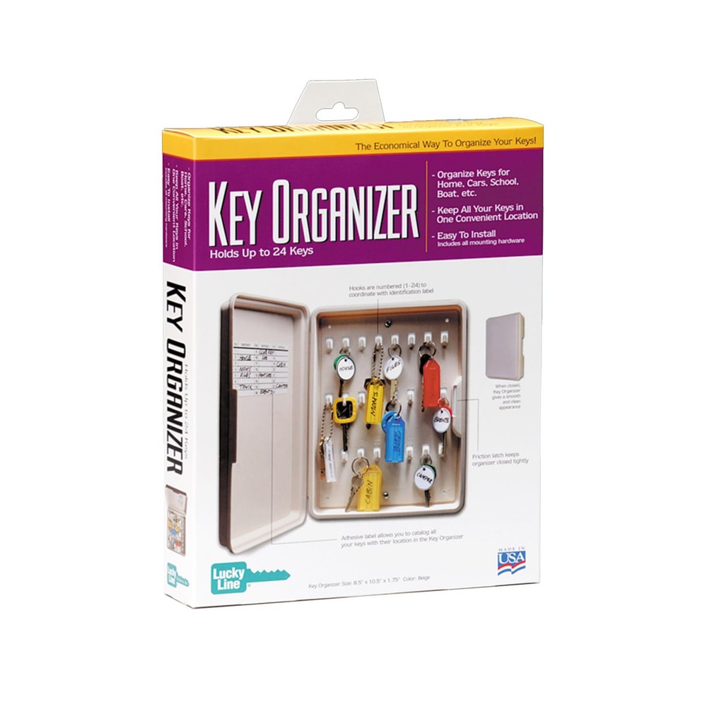 Key Organizer 24 Hook Cabinet, NON-LOCKING, Beige (61000)