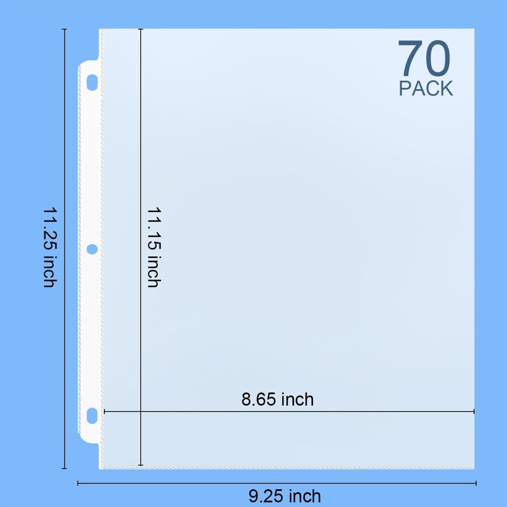 DOSEWART 70Pack Sheet Protectors, Clear Heavy Duty Plastic Page