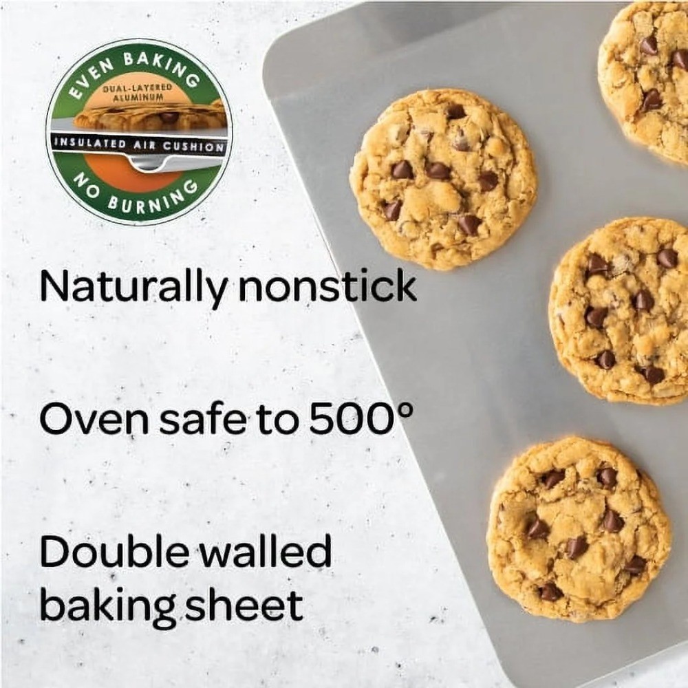 Insulated Aluminum Cookie Baking Sheet Pan 16x14 Inch Rectangular Non Stick