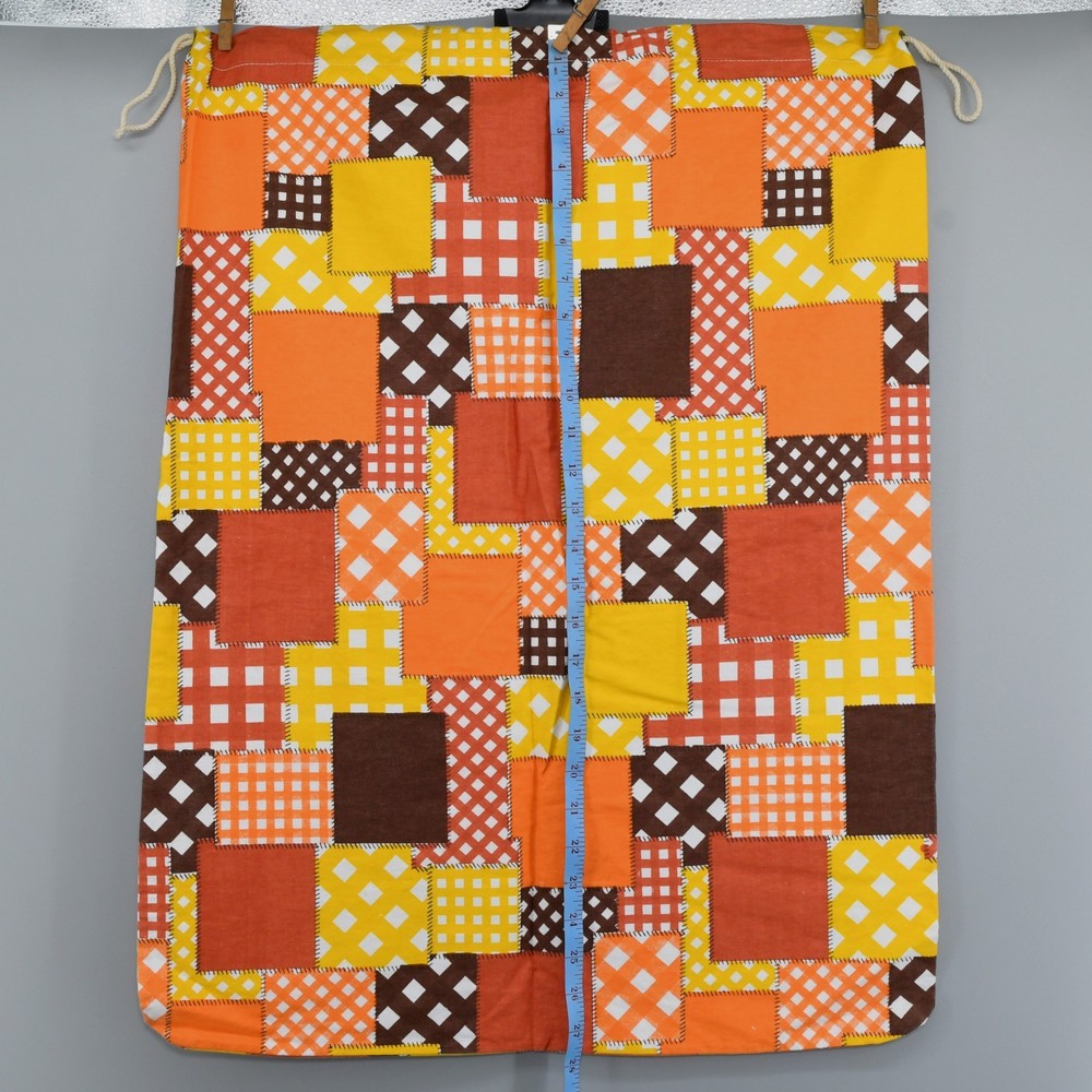 Vintage Laundry Bag Handmade Drawstring Patchwork Print Canvas Hippie Boho READ