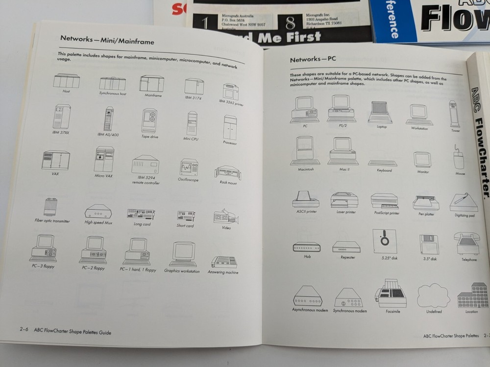 MicroGrafx ABC FlowCharter 2.0 Software 3.5 Disk For PC Windows BIG BOX VTG