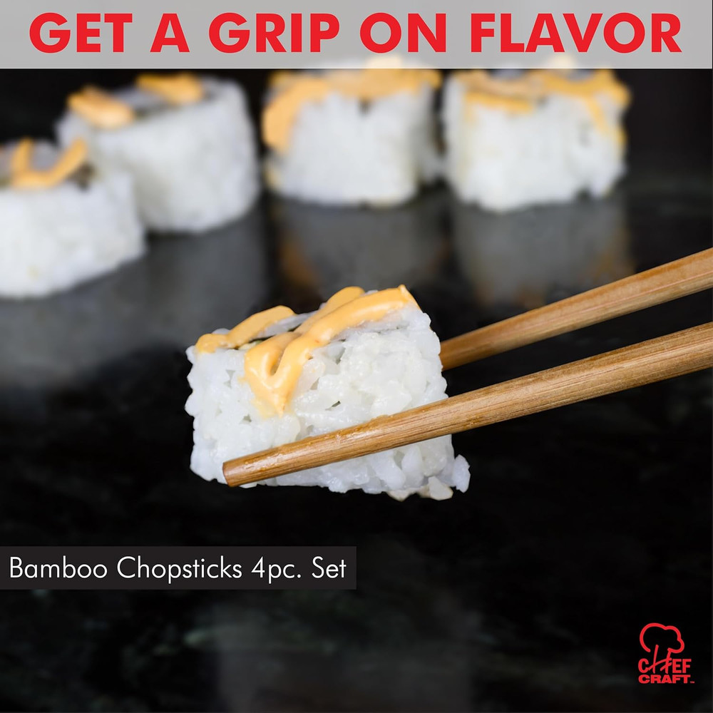 Select Bamboo Chopsticks 4 Piece Set, Natural