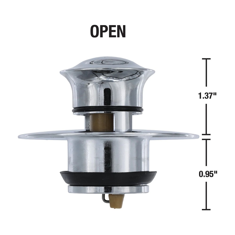 Danco 3" Polished Metal Touch Activated Drain Stopper Easy Installation