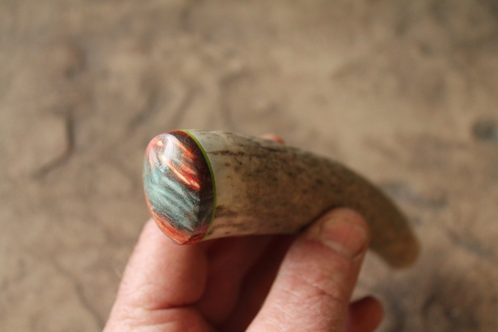 Elk antler knife handle ~ stabilized box elder burl ~ Flintknapping supply tool