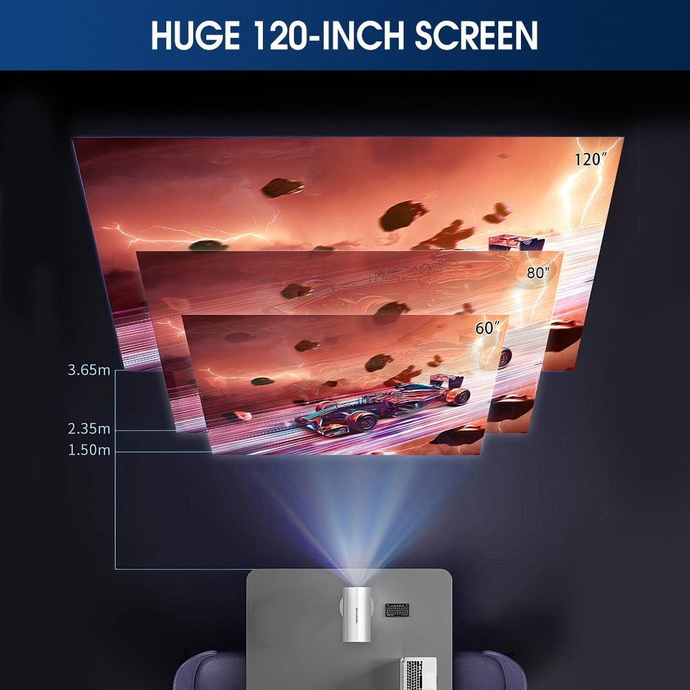 Folding Smart Projector 5G 4K LED WiFi Bluetooth HDMI USB Android Home Theater