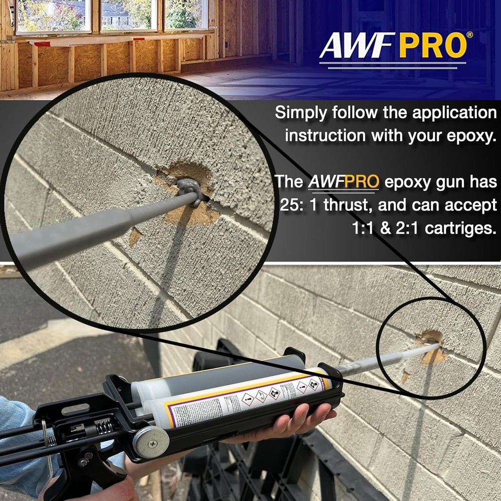 AWF PRO Extended-Set Two-Component Epoxy 20.2 oz, Applicator Gun Included