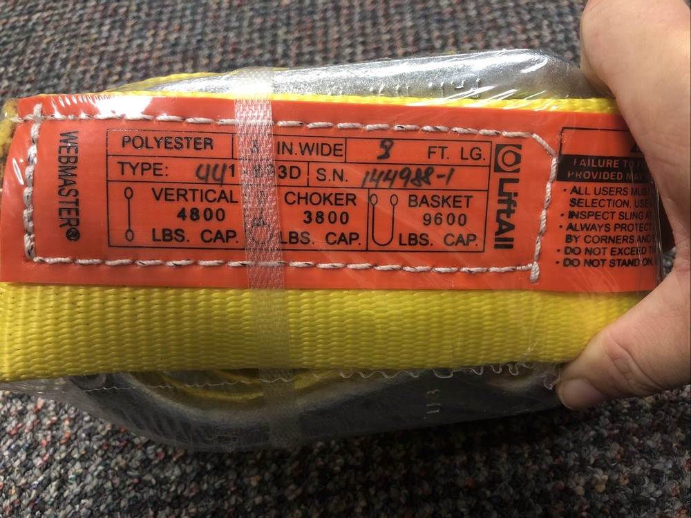 Webmaster 1600 Polyester Web Sling - 3’ X 8’ Unlink 1 Ply UU1803DX8