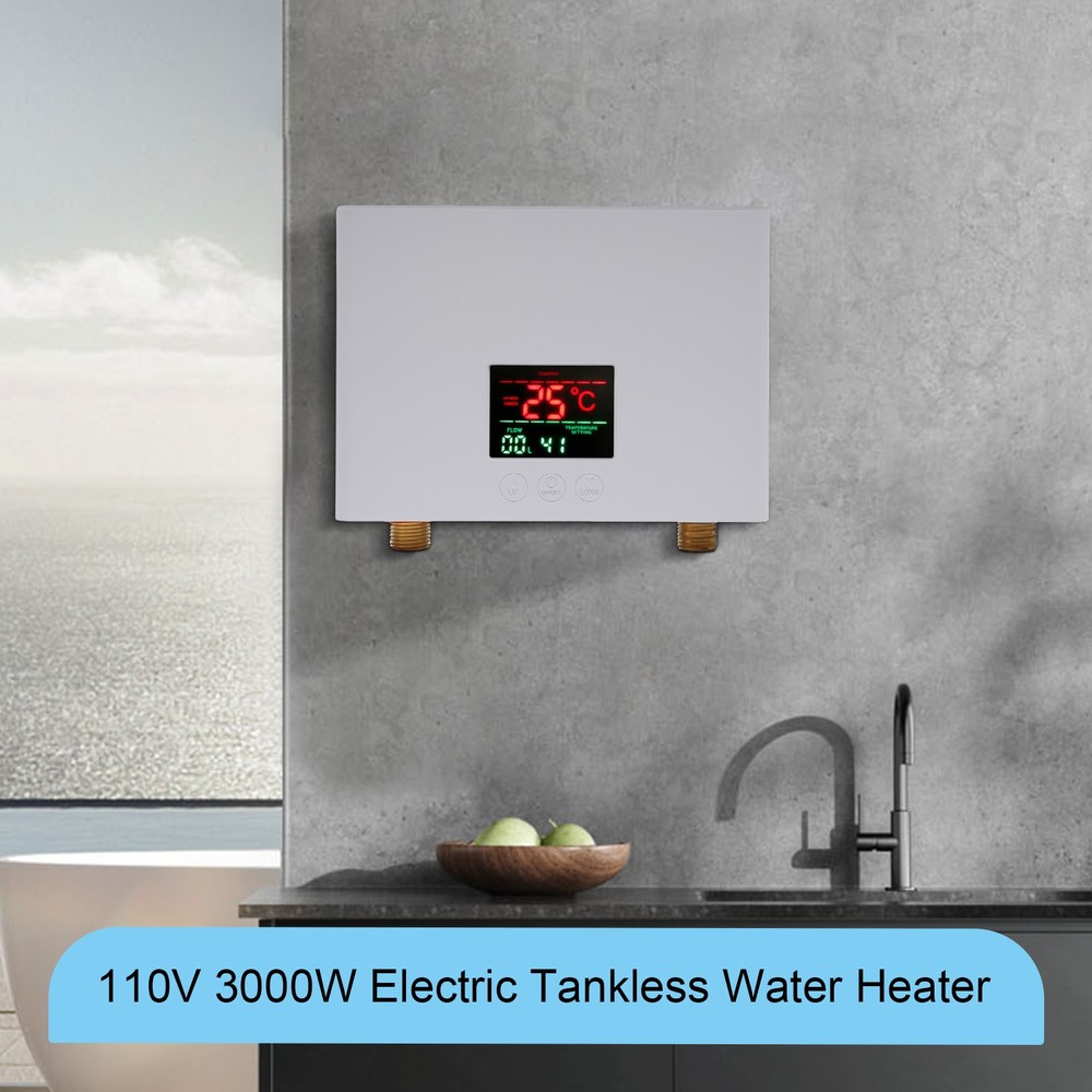 Electric Tankless On Demand House Shower Sink Instant Hot Water Heater 110V 3KW
