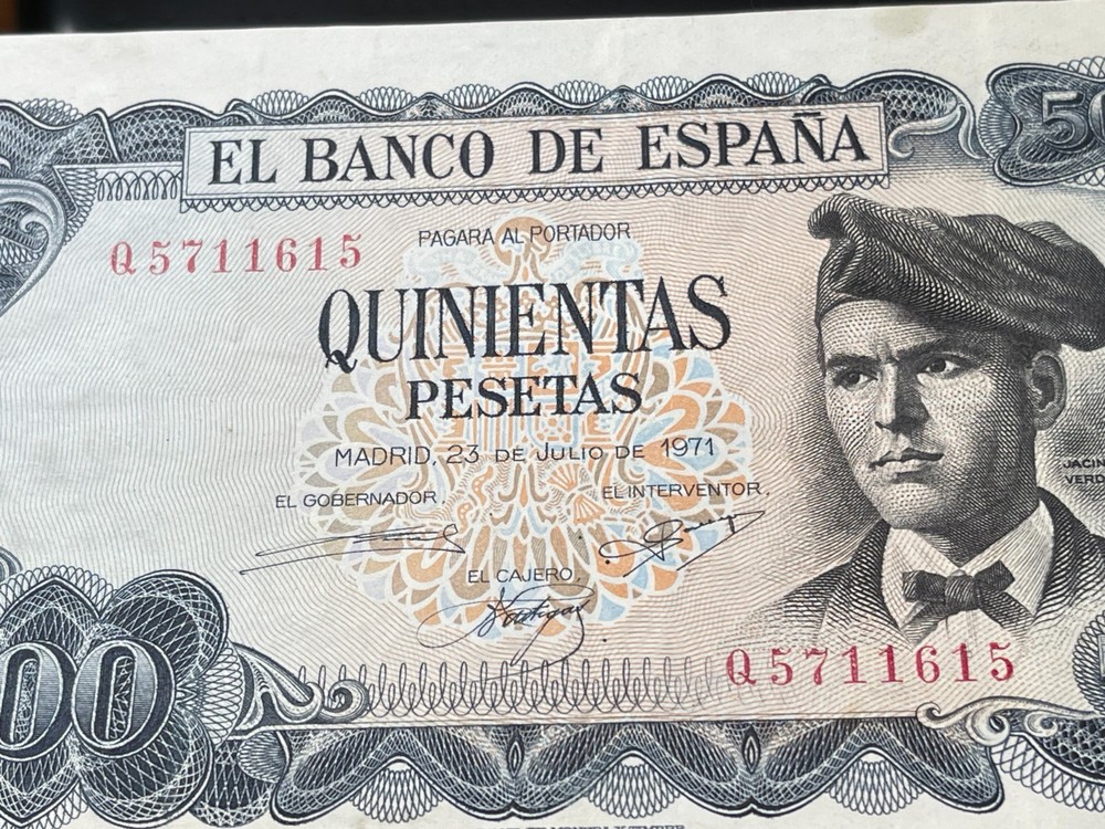 1971 Spain 500 Pesetas Banknote Crispy Condition High Value