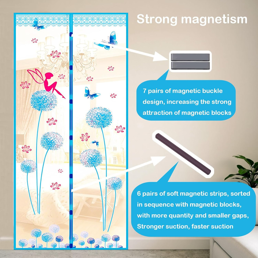 Door Mesh Screen with Magnet, Fly Hanging Temporary Magic Patio Heavy Duty Front