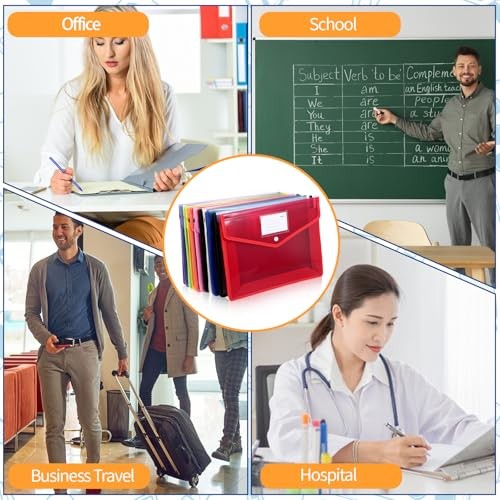10 Pcs Expanding File Folder, Clear Waterproof Plastic Document Folders Large