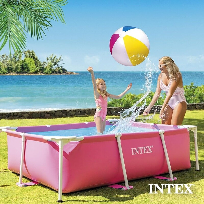Rectangular Metal Frame Above Ground Pool Easy Setup Puncture Proof Summer Fun