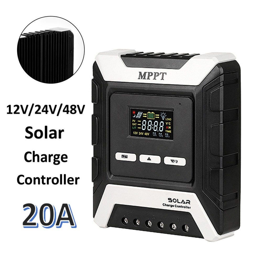 12/24/48V MPPT PWM Solar Charge Controller Panel Battery Regulator Dual USB