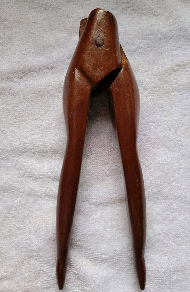 Vtg Solid Wood Nutcracker Lady Legs Hand Carved